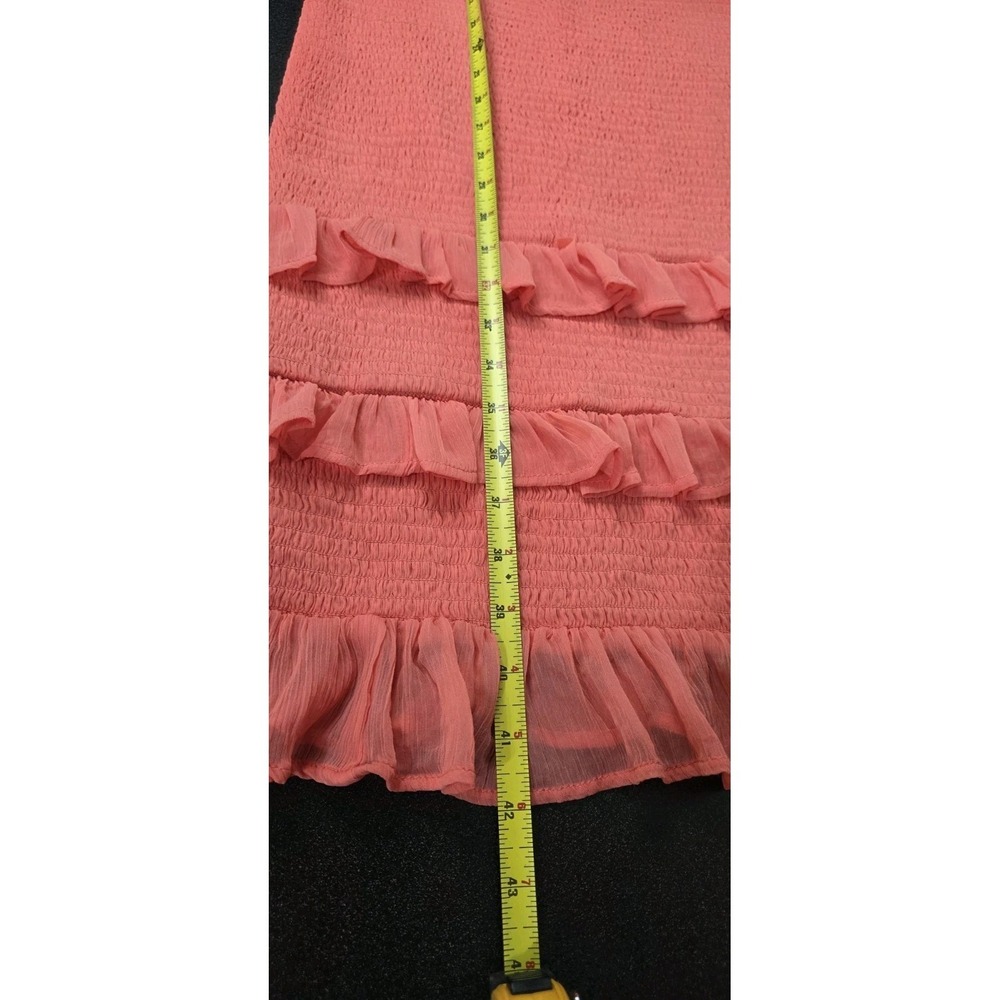 New Abercrombie Fitch Smocked Ruffle Tiered Tie Gauze Strap Orange Sundress Boho - Picture 8 of 8